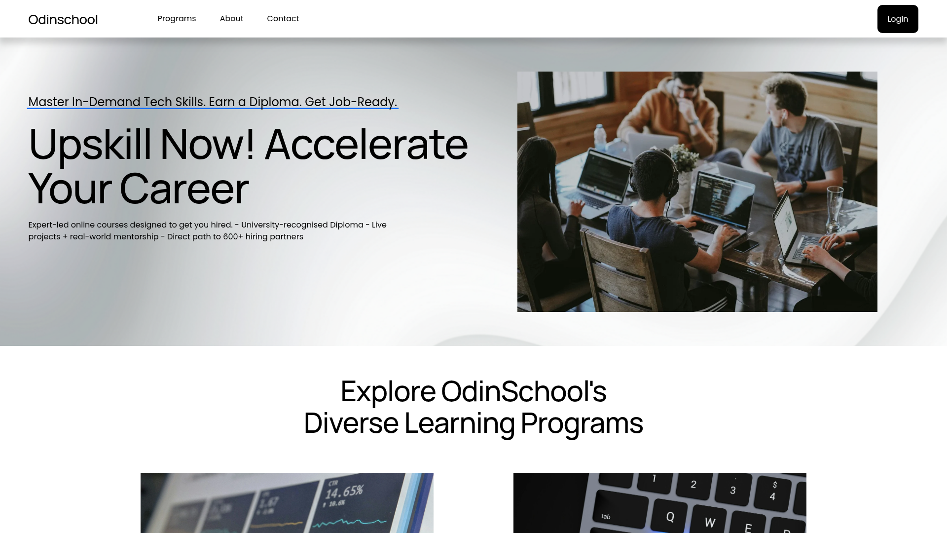 OdinSchool website mockup
